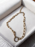 Collier vintage rétro à maillons larges dorés, chaîne fantaisie ancienne