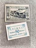 Anciens billets Notgeld 50 Heller Autriche 1921 Wartberg Bruck vintage