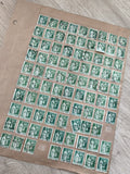 Gros lot ancien timbres Marianne 30c verts sur planche philatélie d'étude