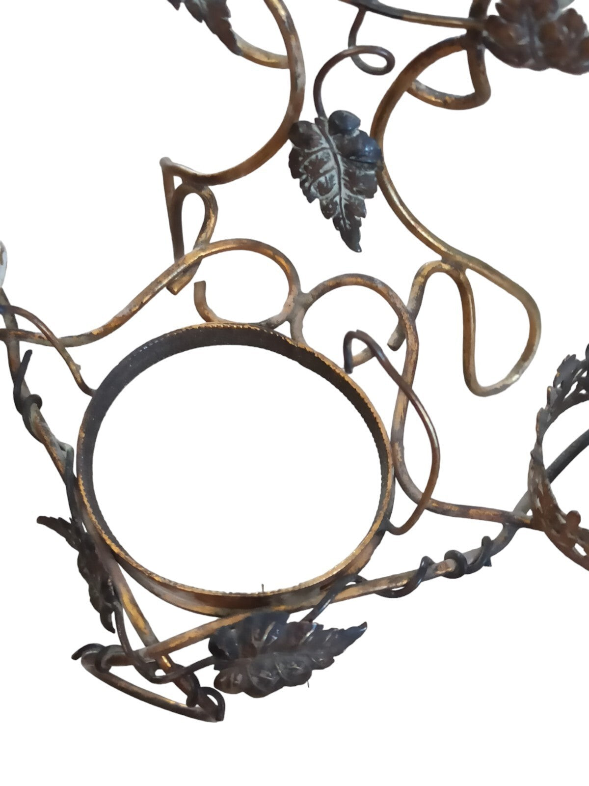 Miroir mural ovale en laiton doré style XIXe, porte-bougies et support mural