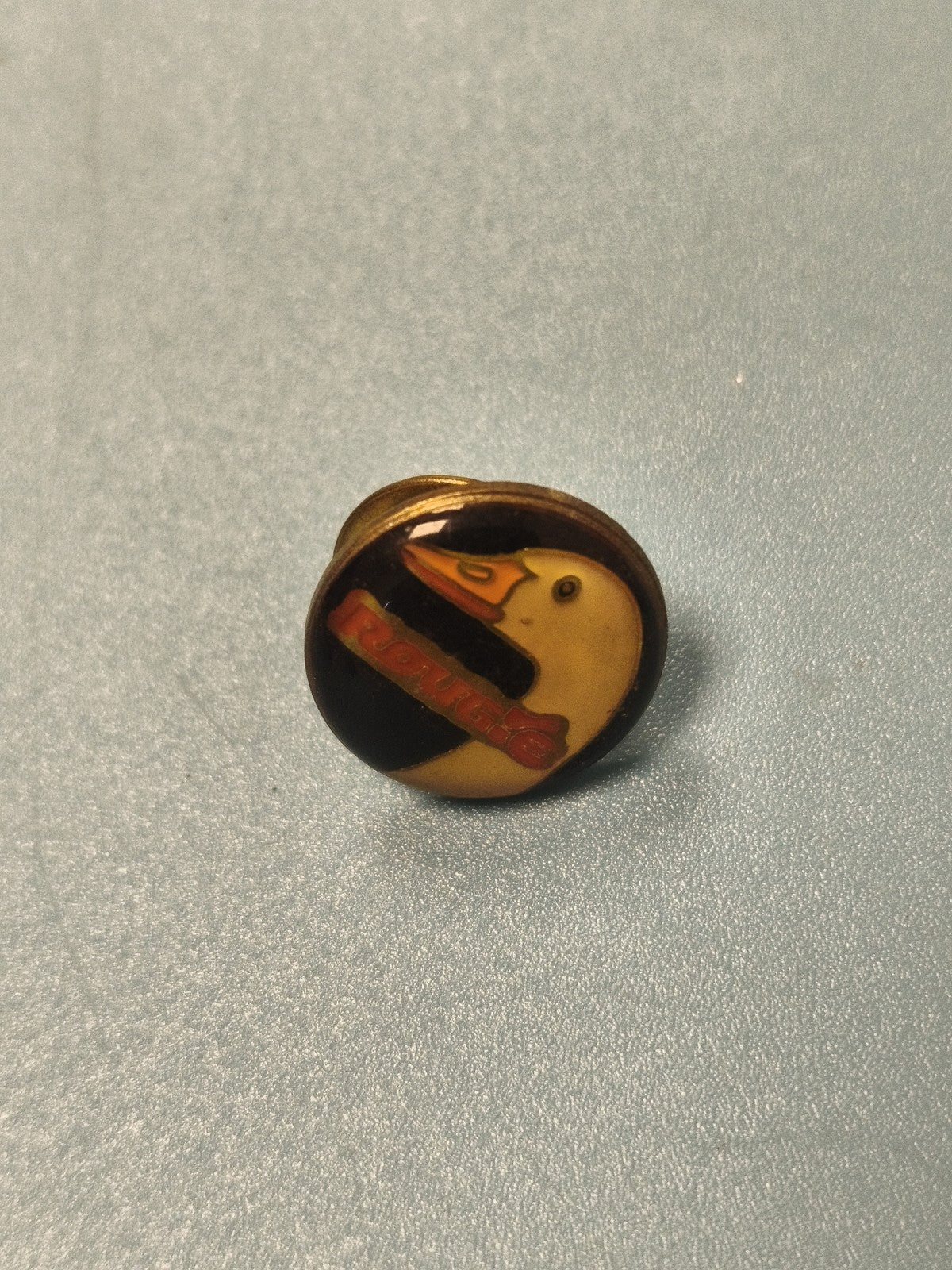 Vintage pin's Rougié canard jaune noir, collection publicitaire ancien