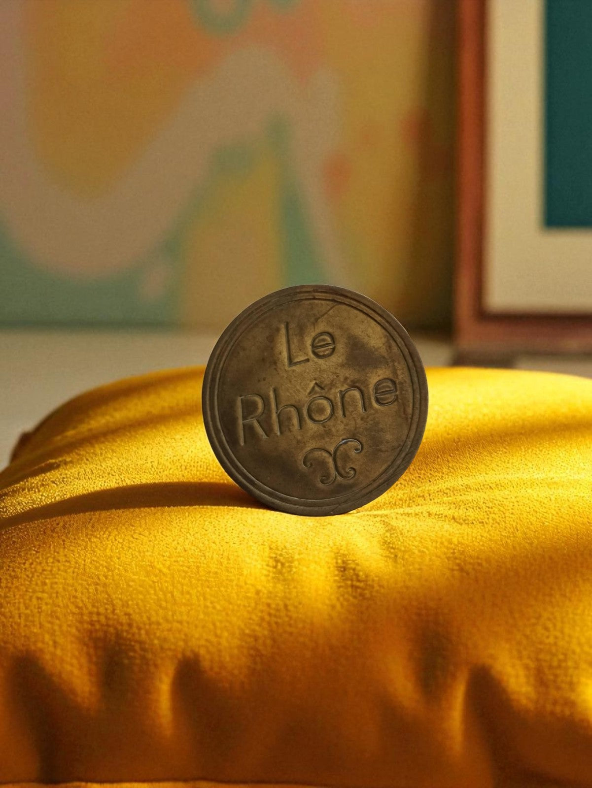 Vintage Le Rhône medal, old souvenir decorative plaque