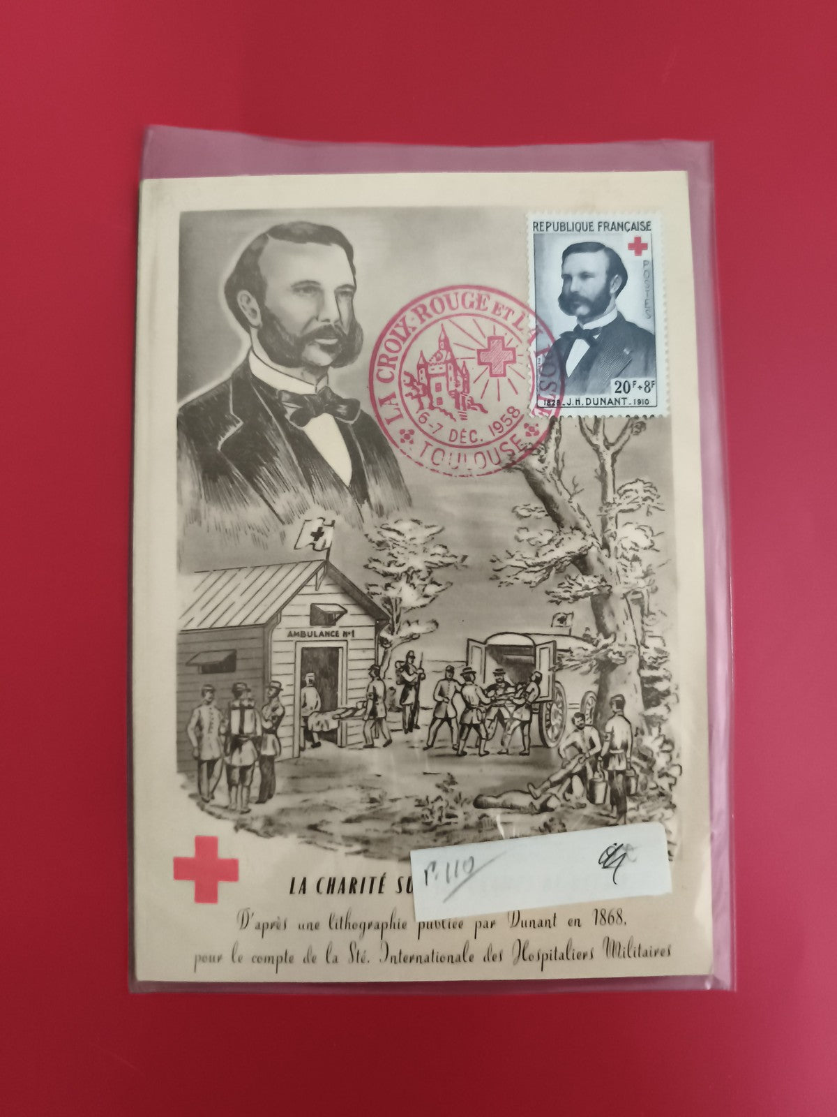 Carte premier jour Croix-Rouge 1958 Henri Dunant timbre France philatélie