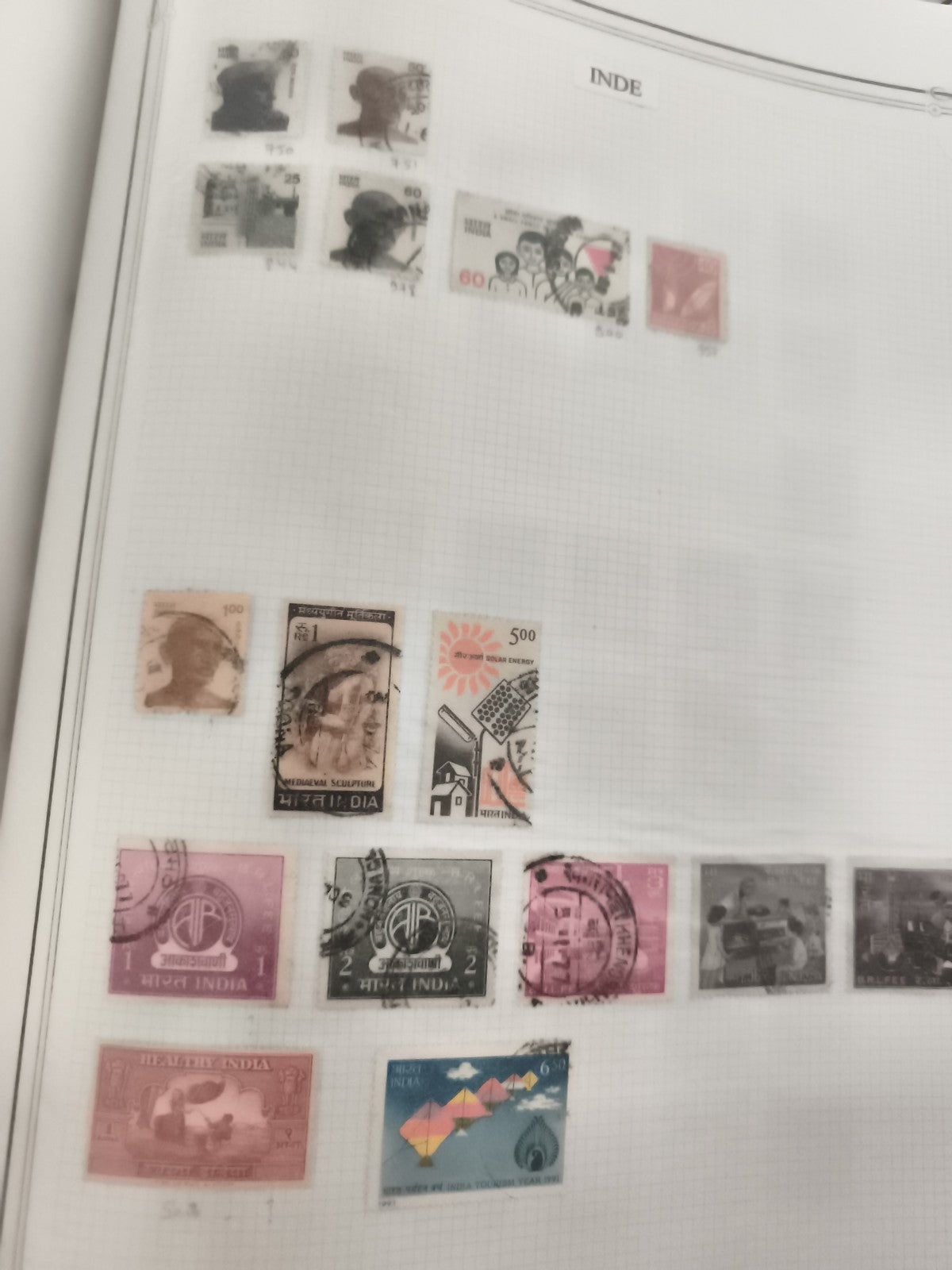 Timbres Inde oblitérés lot x14 Gandhi AIR énergie santé philatélie
