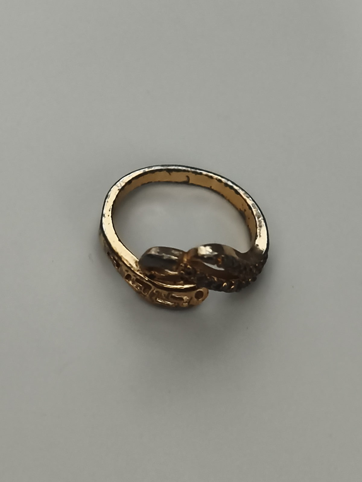Bague vintage motif serpent plaquée or taille 56 style rétro