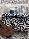 Pochette zippée Cabaia motif zèbre noir blanc 18 cm neuve accessoire sac