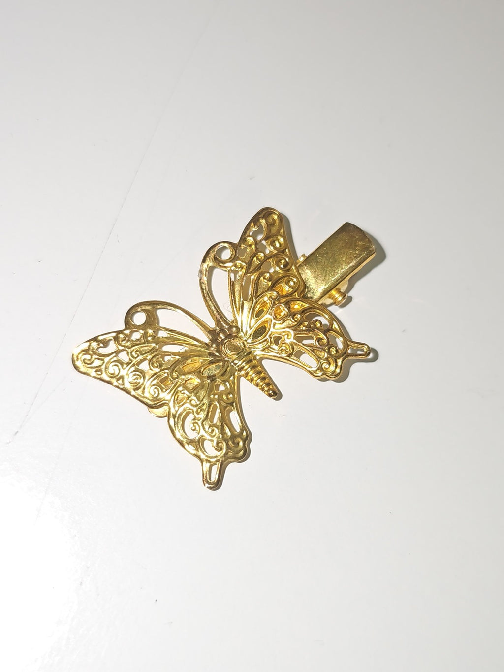 Vintage barrette cheveux ancienne en métal doré émaillé, accessoire rétro déco