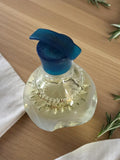 Miniature parfum Caron Aimez-Moi vintage verre soufflé bouchon bleu rétro