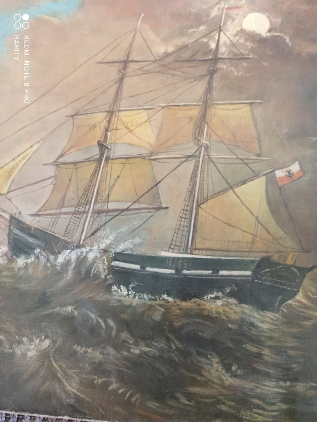 Peinture marine voilier signée Bernot toile originale France décor marin