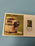 Carte postale philatélie moulin à manivelle illustration timbre 80 vert