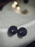 Paire boucles d’oreilles vintage rétro, perles noires fantaisie ancien