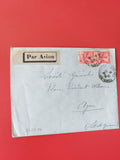 Enveloppe philatélie Par Avion timbres rouges oblitérés adresse manuscrite