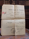 Extrait d'acte de naissance ancien Marseille 1926 document officiel vintage