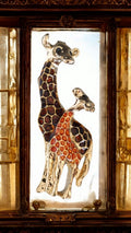 Broche girafe duo strass fantaisie émail doré style élégant animalier