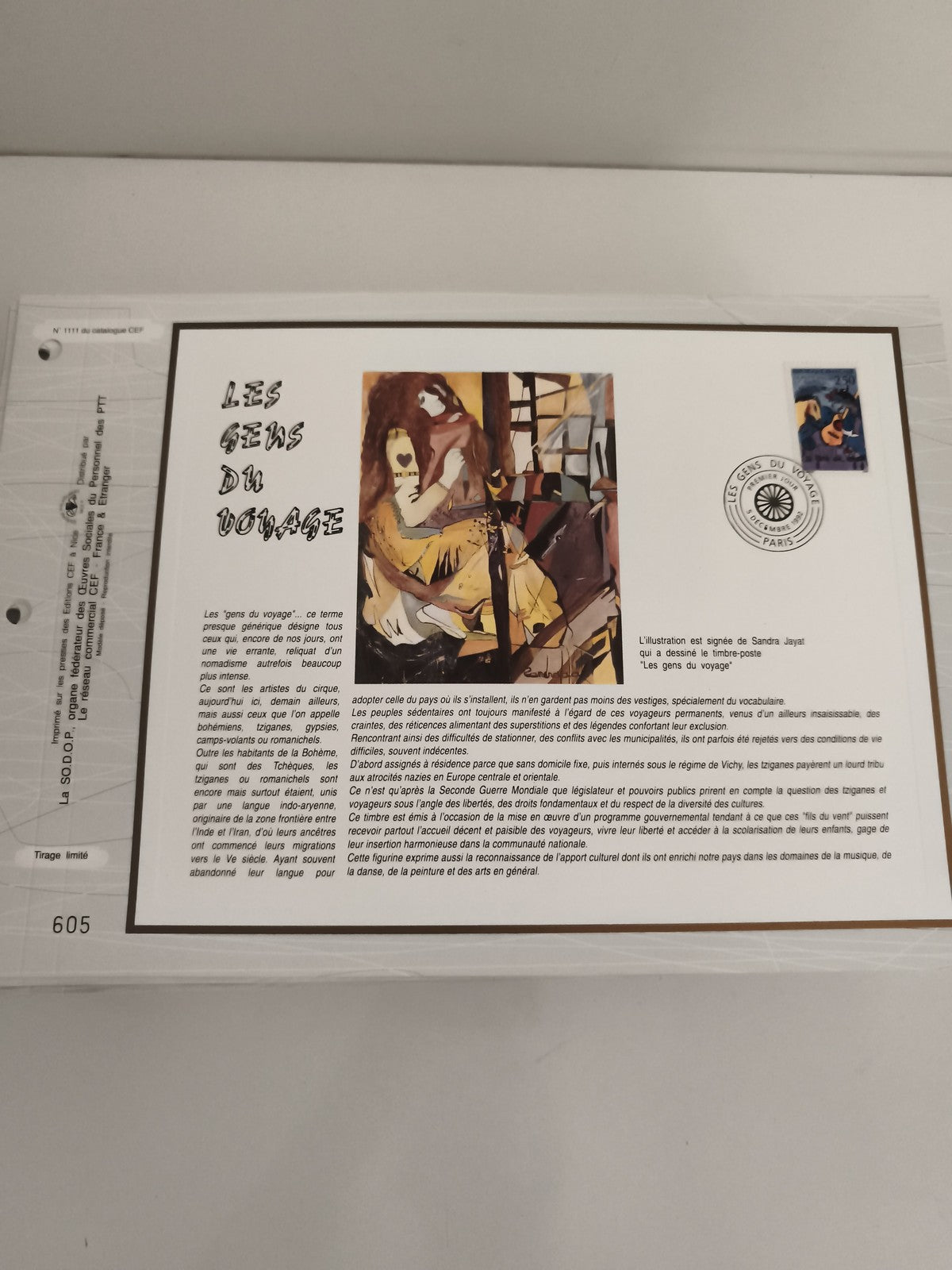 Feuillet philatélique CEF Les Gens du Voyage illustration Sandra Jayat