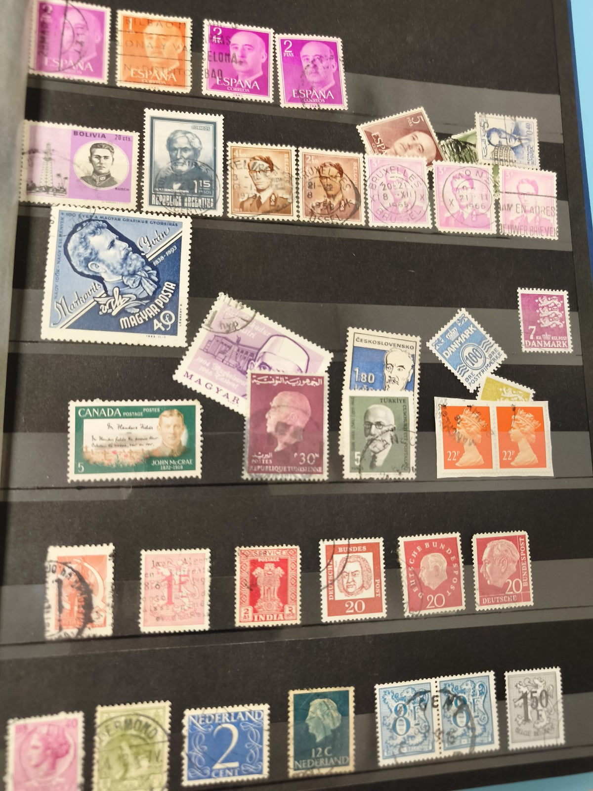 Lot anciens timbres oblitérés étrangers, Europe et monde, collection philatélie