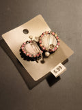 Paire de boucles d’oreilles vintage rondes rose, deadstock, style rétro fantaisi