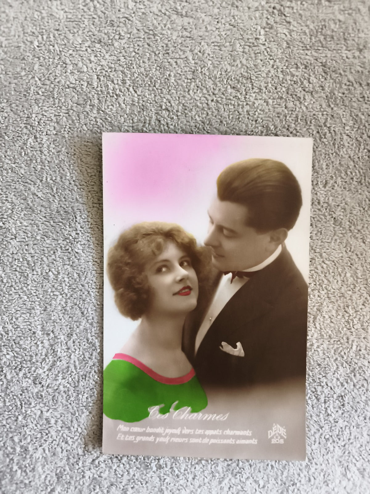 CPA romance couple colorisée années 20 photo ancienne DéDé 205