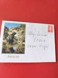 Enveloppe philatélie Ardèche timbre Marianne, cachet 1997, paysage naturel