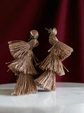 Paire boucles d’oreilles pompons beige rétro vintage fantaisie – style années 70