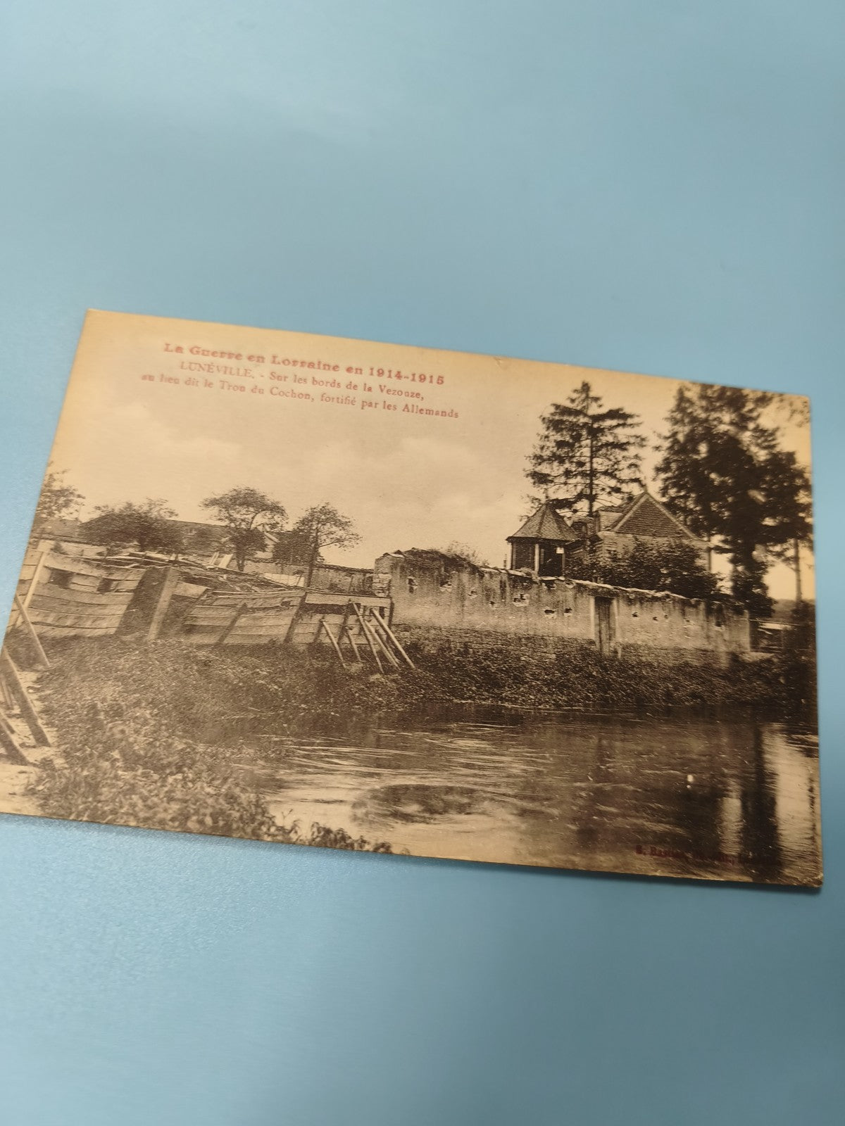 Ancienne carte postale Guerre Lorraine 1914-1918 Lunéville animée, fortification
