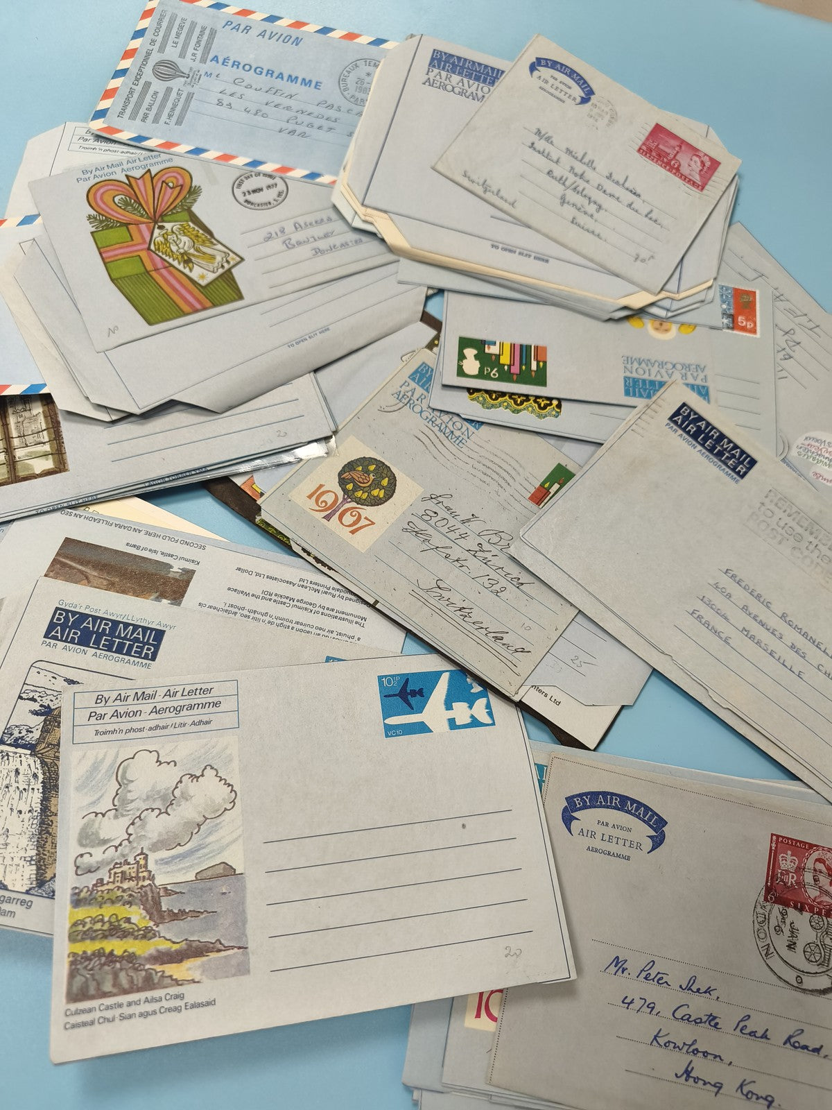 Gros lot lettres anciennes oblitérées France airmail philatélie vintage (Ref 5)