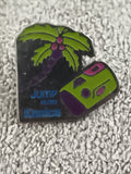 Pin's vintage Konica Jump Auto, appareil photo, palmier, années 80-90, badge