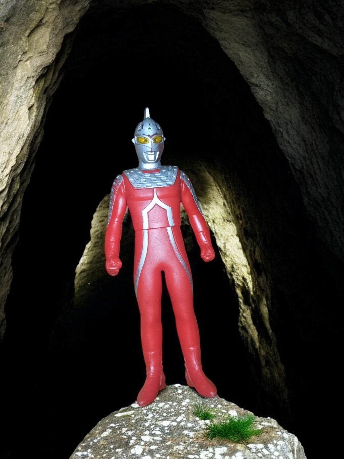 Figurine Ultraman Ultra Seven Bandai vintage, robot rouge et argent, Japon