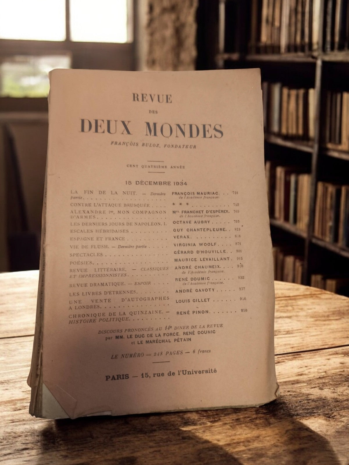 Revue ancienne Revue des Deux Mondes 1934 Paris littérature rétro vintage
