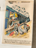 Carte postale ancienne baromètre miraculeux chats train illustration EMY CPA