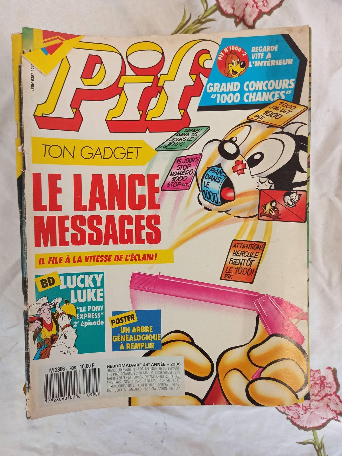 Magazine Pif ancien n°2236 lance-messages gadget rétro BD Lucky Luke