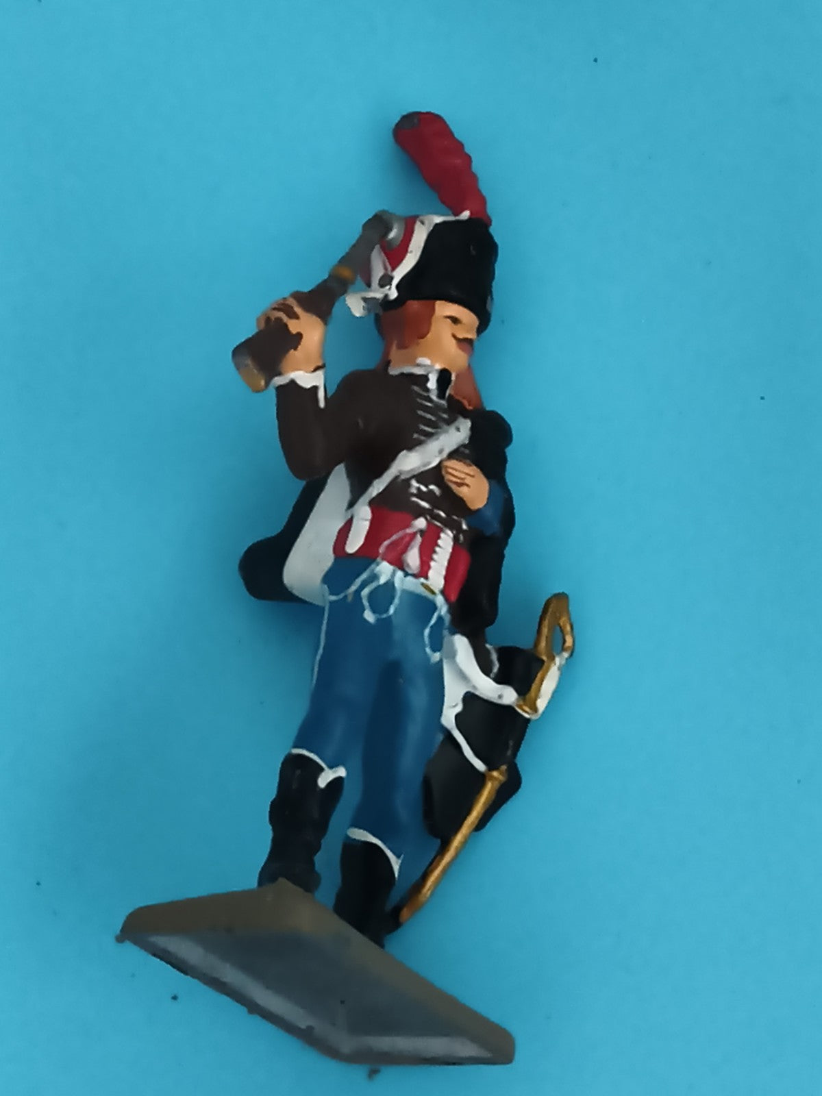 Figurine soldat napoléonien plomb, uniforme Empire, ancienne, peint main