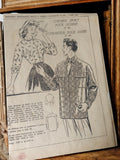 Patron couture ancien 1957 chemisier dame homme rétro, supplément Femmes d?Aujou