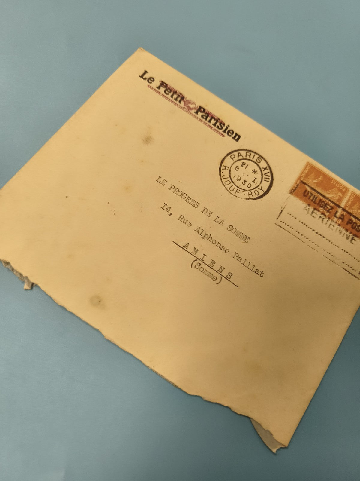 Ancienne enveloppe timbrée Le Petit Parisien oblitérée collection philatélie