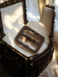 Boucle de ceinture anglaise WW1, aspect patiné, accessoire militaire histoire