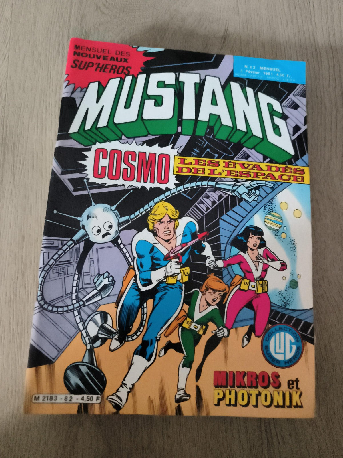 Comic ancien Mustang n°62 1981 LUG COSMO Mikros Photonik super-héros vintage