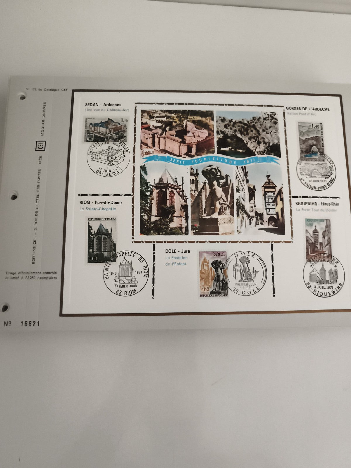 Feuillet CEF Série Touristique 1971 philatélie timbres France monuments
