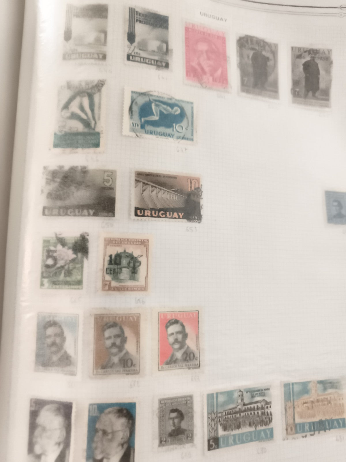 Timbres anciens Uruguay lot x18 philatélie vintage portraits monuments