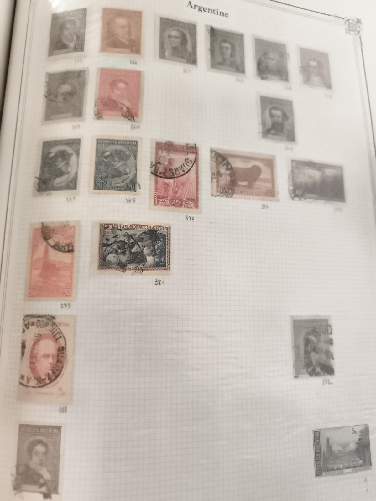 Timbres anciens Argentine oblitérés XIXe XXe portraits paysages philatélie