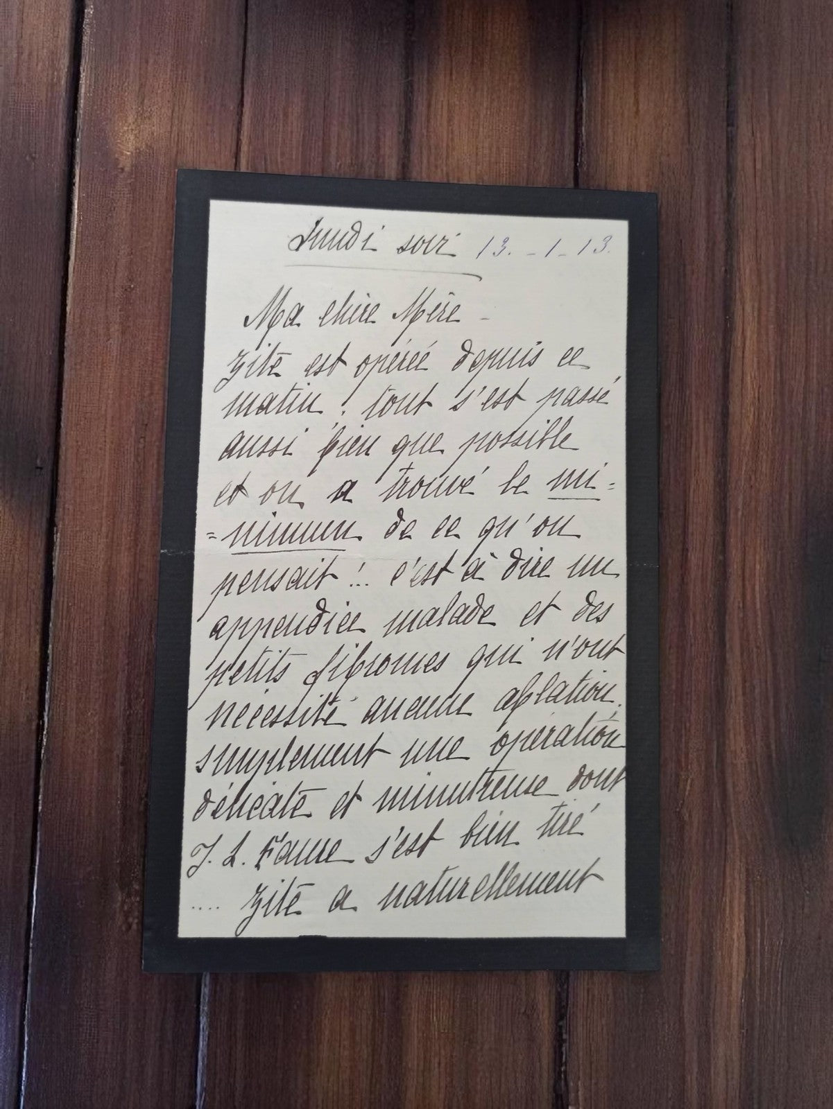 Lettre manuscrite 1918 encadrée – Correspondance intime guerre – Mémoire écrite