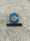Pin's vintage Cardella émail bleu logo hexagonal badge années 80-90 (Ref 1)