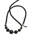Gros collier pierres naturelles hématite perles grises élégant bijou fantaisie f