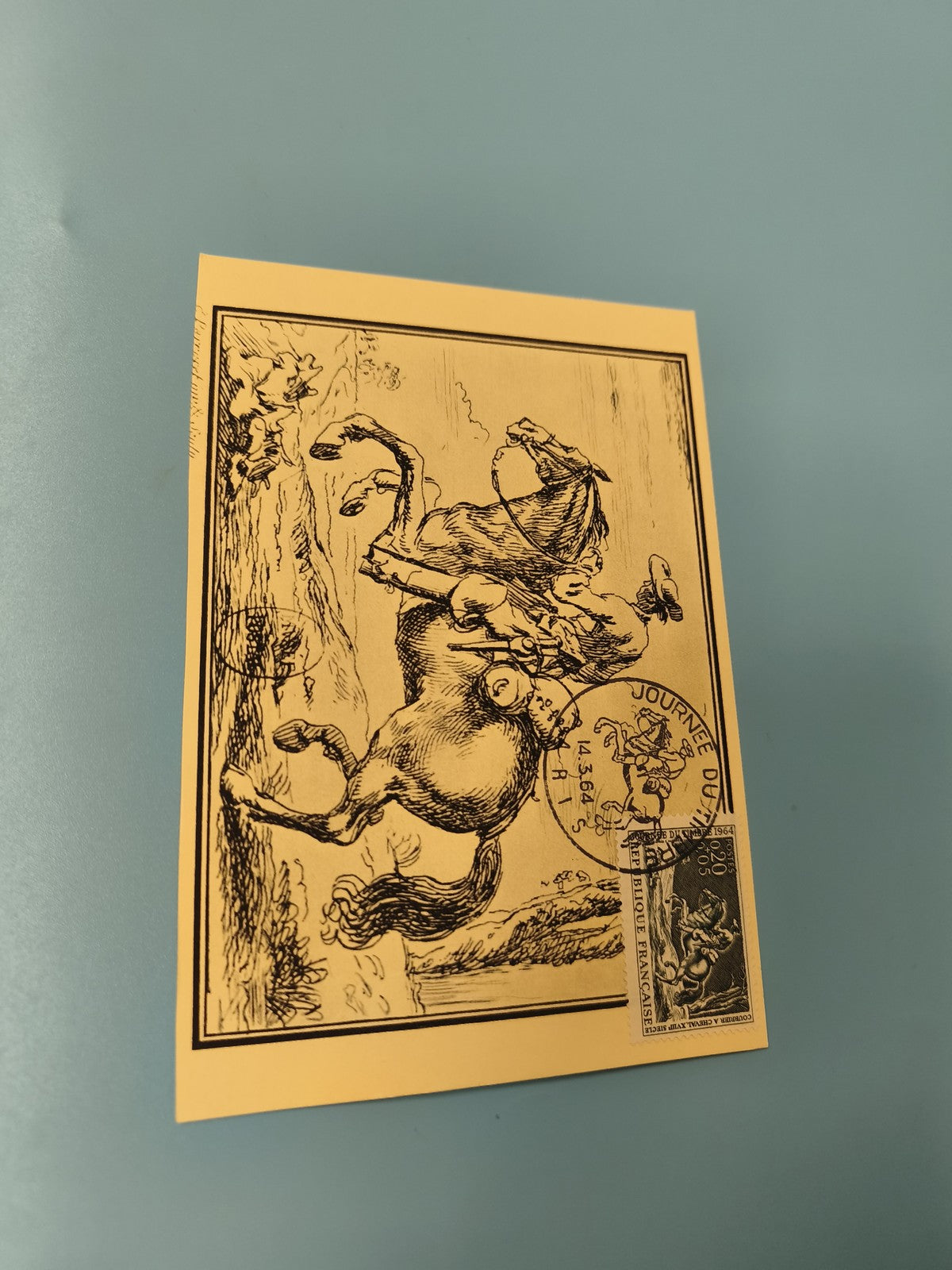Enveloppe FDC premier jour d?émission motif chevalier et cheval, timbre France