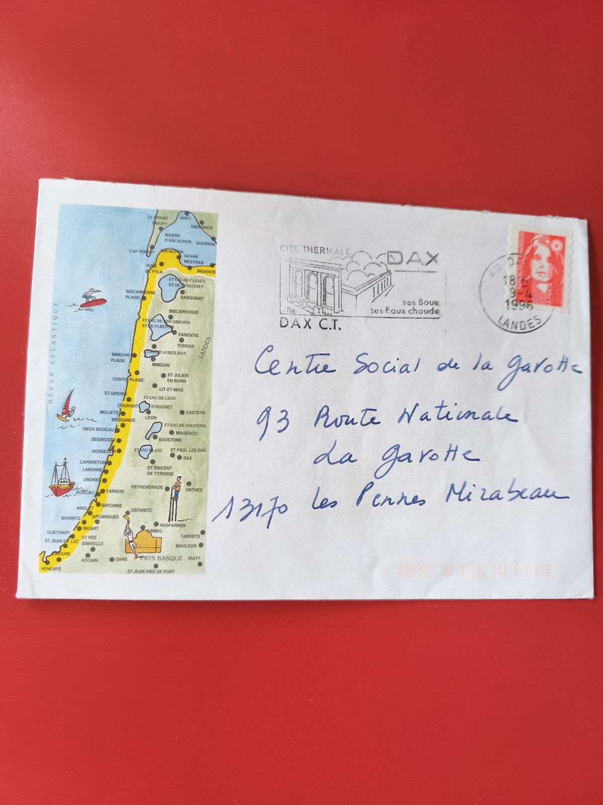 Enveloppe philatélie Dax oblitérée, carte illustrée Côte Atlantique
