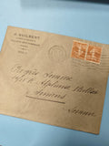 Ancienne enveloppe oblitérée début XXe, timbres Semeuse orange, philatélie