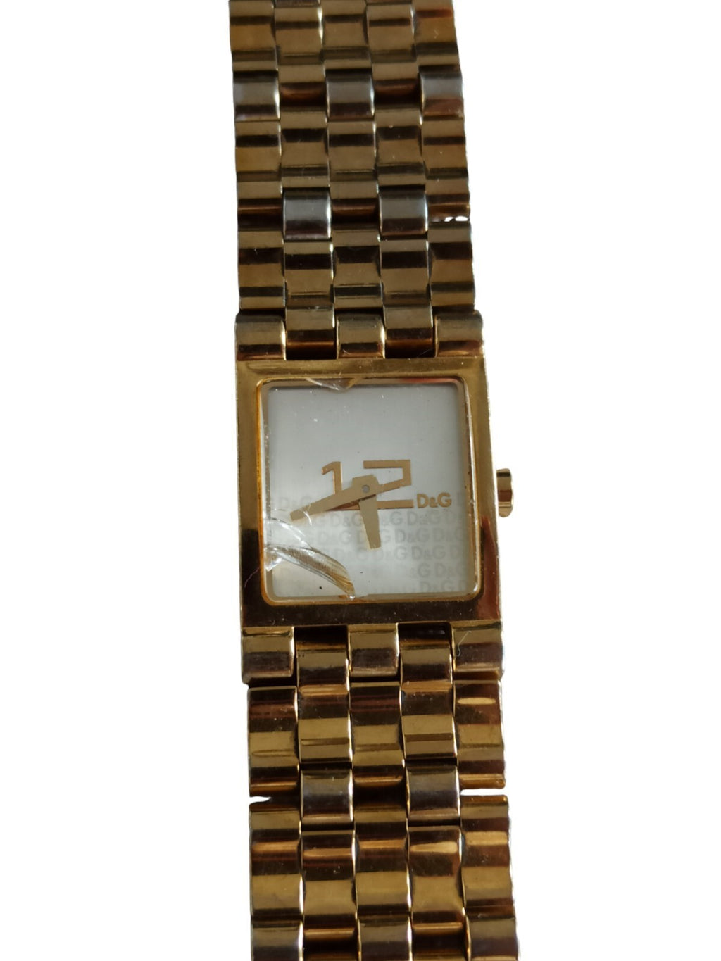 Montre femme Dolce & Gabbana vintage dorée cadran carré DaG rétro