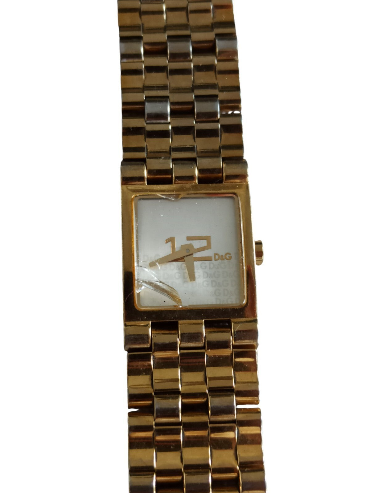 Montre femme Dolce & Gabbana vintage dorée cadran carré DaG rétro