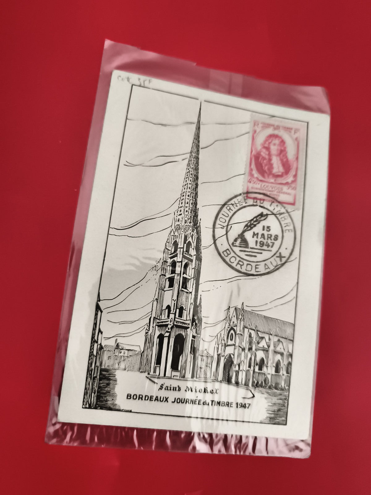 Carte postale philatélique Bordeaux 1947 Saint-Michel cachet 1er jour timbre