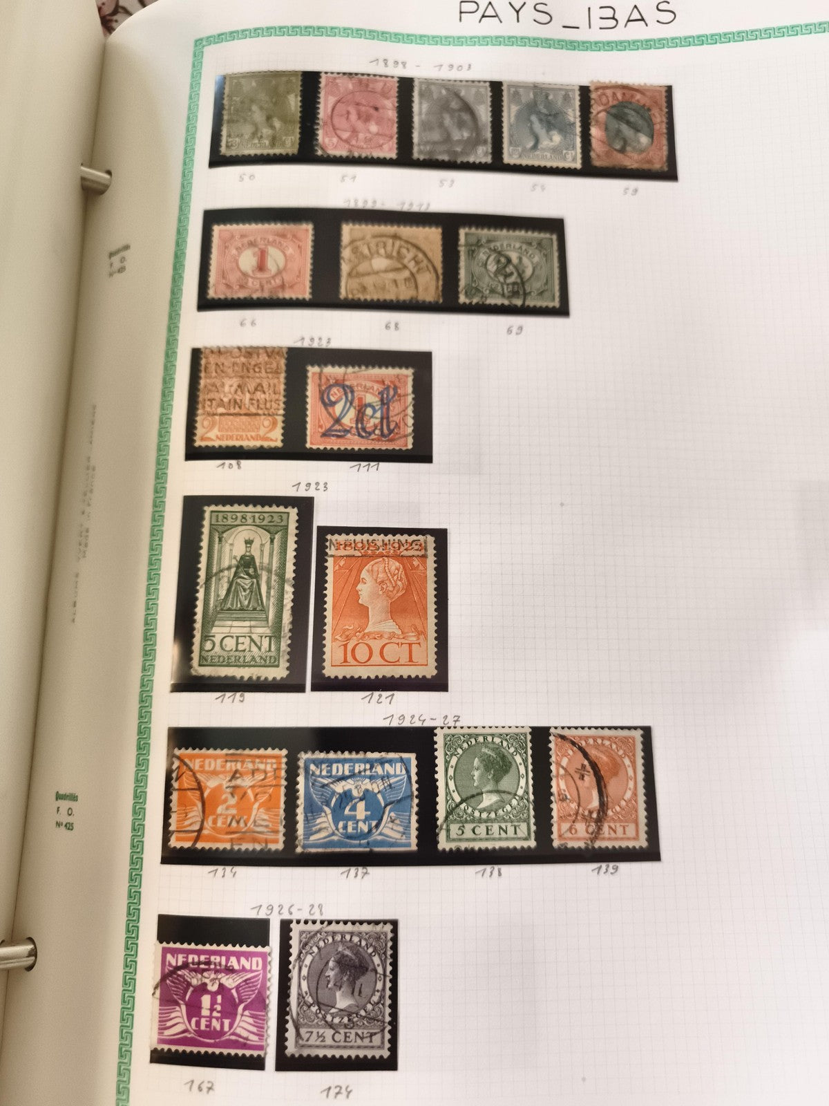 Timbres anciens Pays-Bas oblitérés lot x15, Nederland, 1897-1928 philatélie