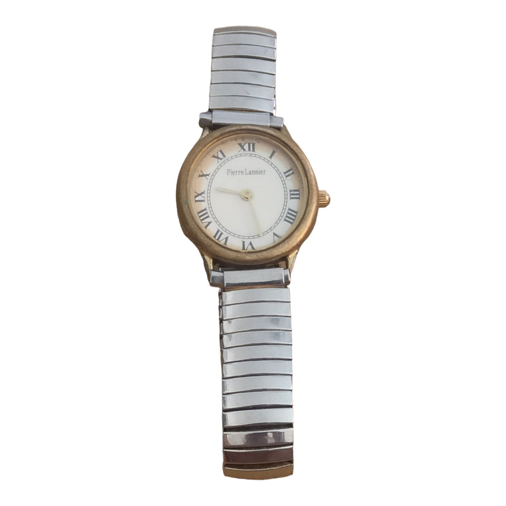 Montre vintage Pierre Lannier bracelet acier, cadran chiffres romains, classique